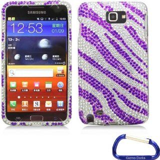 Gizmo Dorks Diamond Bling Cover Case (Purple Zebra) with Carabiner Key Chain for the Samsung Galaxy Note LTE I717 Cell Phones & Accessories
