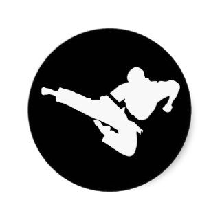 martial arts silhouettes round sticker