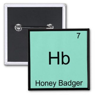 Hb   Honey Badger Funny Element Meme T Shirt Pins