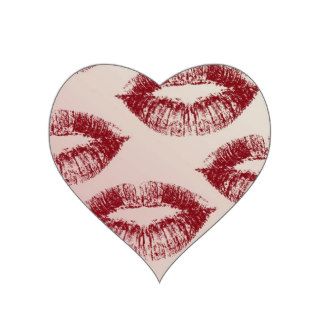 Red Lips Kiss Heart Sticker