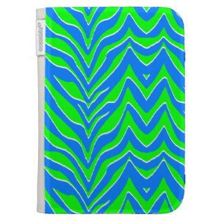 Neon Green and Blue Zebra Stripes Kindle Covers