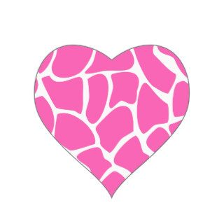 Giraffe Print Pattern in Bright Pink. Heart Stickers