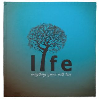 Teal Inspirational Life Tree Quote Printed Napkin