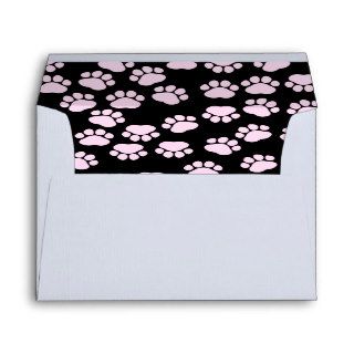 Dog Paws Traces Paw prints Pink, Black Envelope