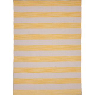 Handmade Flat Weave Stripe Pattern Yellow Rug (5' x 8') JRCPL 5x8   6x9 Rugs