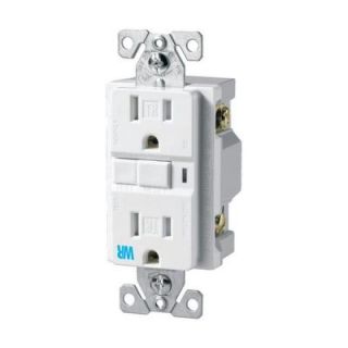 Cooper Wiring Devices 15 Amp Decorator GFCI Tamper and Weather Resistant Duplex Electrical Outlet   White TWRVGF15W SP
