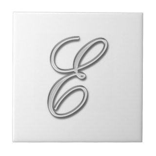 Elegant Glass Monogram Letter E Ceramic Tile