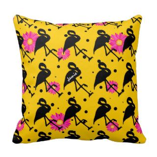 Dots and Daisies Flamingo Any Color Pillow