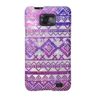 Aztec Tribal Diamond Pattern Pink Nebula Galaxy Samsung Galaxy S2 Cases