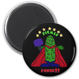 XX  Pickle Power Superhero Pickleball Cartoon Fridge Magnets