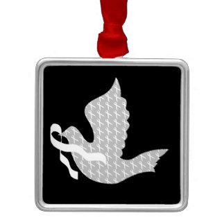 Dove of Hope White Ribbon   Lung Cancer Ornaments