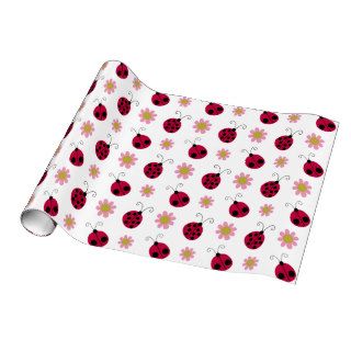 Ladybugs and Flowers Gift Wrap Paper