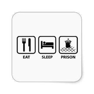 Eat Sleep Prison Square Stickers