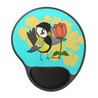 Coal bird with a flower gel mousepad