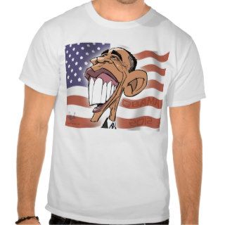 Barack Obama Cartoon Caricature T Shirt with Flag