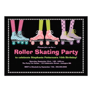Funky Girls Roller Skating Birthday Party Personalized Invitation