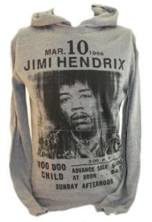 Jimi Hendrix Mens Hoodie Sweatshirt   Voo Doo Child March 10 1986 on Gray (X Small) Clothing