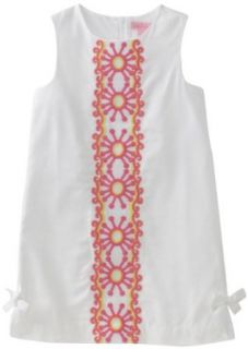 Lilly Pulitzer Girls 2 6x Little Lilly Novelty Shift Dress, Resort White Mini Sunny Embroidery, 4 Playwear Dresses Clothing