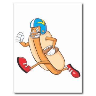 American Football Hotdog Running Postcard