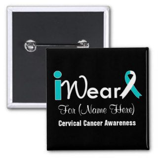 Personalize Teal and White Ribbon Cervical Cancer Pins