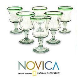 Set of 6 Blown Glass 'Caribbean' Pina Colada Glasses (Mexico) Novica Glassware