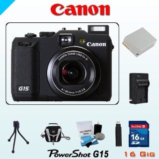 Canon G15 12MP Digital Camera Bundle   16GB SDHC Memory Card   USB Memory Card Reader   Table Tripod   Spare NB 10L Battery   Lens Cleaning Kit   Carrying Case  Point And Shoot Digital Camera Bundles  Camera & Photo