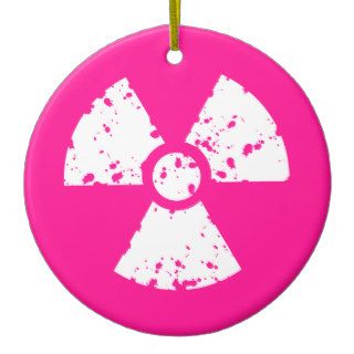 Hot Pink Radioactive sign Christmas Tree Ornaments