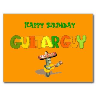 Happy Birthday Guitar Guy Postcard