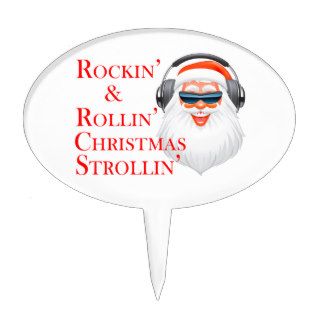 Rockin' Cool Santa Claus With Headphones Cake Topper