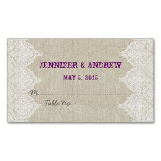 White Lace Linen Vintage Wedding Escort Card Business Card Templates