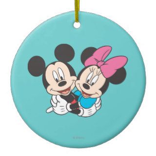 Mickey Mouse & Minnie  Hugging Christmas Ornaments