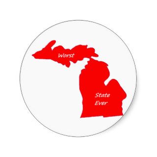 Michigan worst state ever red solid sticker