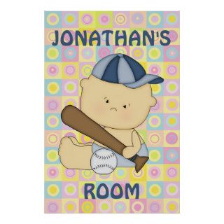 Cute personalised baseball kid room posters