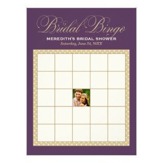Bridal Shower Bingo Cards  Purple Champagne Gold