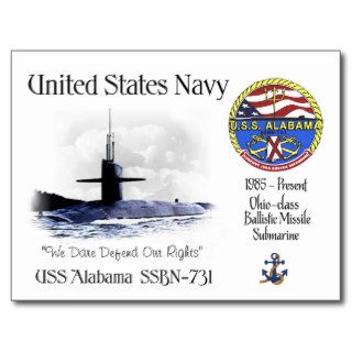 USS Alabama SSBN 731 Postcards