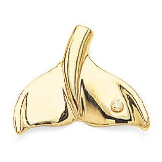 14K Gold Whale Tail Slide Pendant with Diamond Accent Jewelry