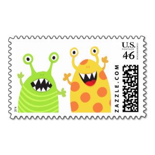 Funny monsters fun cartoon postage stamps for kids