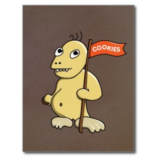 Funny Cartoon Monster With Cookie Post Cards
