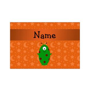 Personalized name alien orange stars moons yard signs