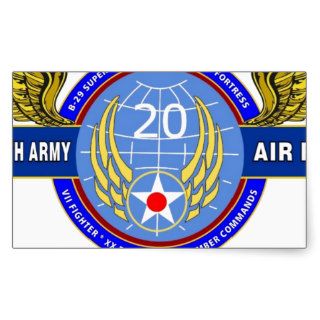 20TH ARMY AIR FORCE "ARMY AIR CORPS" WW II RECTANGULAR STICKER