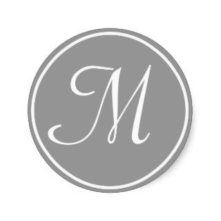 Your Letter, Custom Monogram M Initial Grey Round Sticker