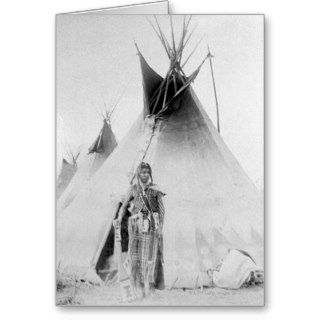 Black Foot North American Indian with teepee Greeting Cards