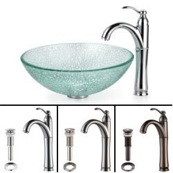 Kraus Bathroom Combo Set Broken Glass Vessel Sink/Rivera Faucet Kraus Sink & Faucet Sets