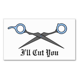 I'll Cut You (Blue Hair Cutting Scissors) Business Card Templates
