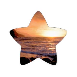 Beach Sunset Na Pali Coast Hawaii Star Stickers
