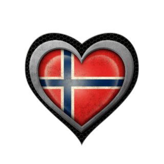 Norwegian Heart Flag Steel Mesh Effect Heart Sticker
