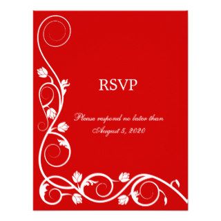 Elegant Red and White Swirls RSVP / Reply Card Personalized Invite