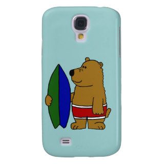 XX  Funny Brown Bear Surfer Dude Galaxy S4 Case