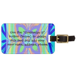 Abstract Butterfly Flower Kids Doodle Teal Lime Luggage Tag