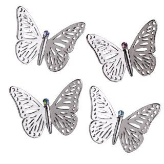 Grasslands Road Butterfly Magnets Set of 4, Silver with Gem Accent Kitchen & Dining